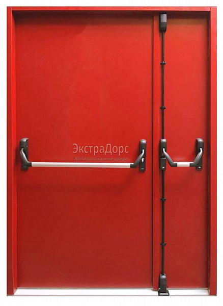 Противопожарная дверь EI 60 дымогазонепроницаемая красная с антипаникой в Можайске  купить