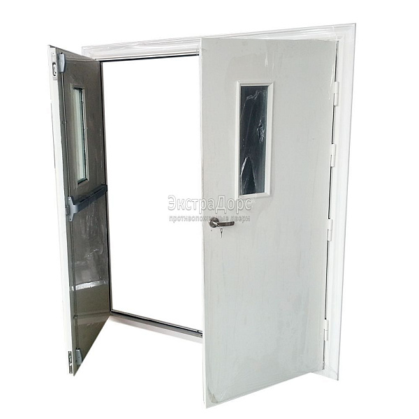 Двухстворчатая огнестойкая дверь EIW 60 двупольная стальная со стеклом в Можайске  купить