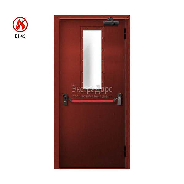 Противопожарная дверь EI 45 ДМП-01-EI45 ДП148 однопольная остекленная с антипаникой в Можайске  купить