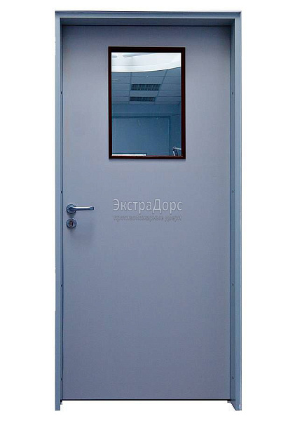 Дверь противопожарная металлическая однопольная EI 30 газодымонепроницаемая со стеклом в Можайске  купить