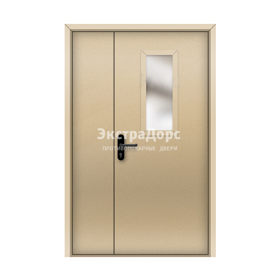 Дверь противопожарная со скрытыми петлями 2-го типа остекленная полуторная