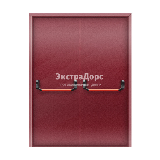 Дверь противопожарная со скрытыми петлями 2-го типа двупольная с антипаникой цвет RAL 3032